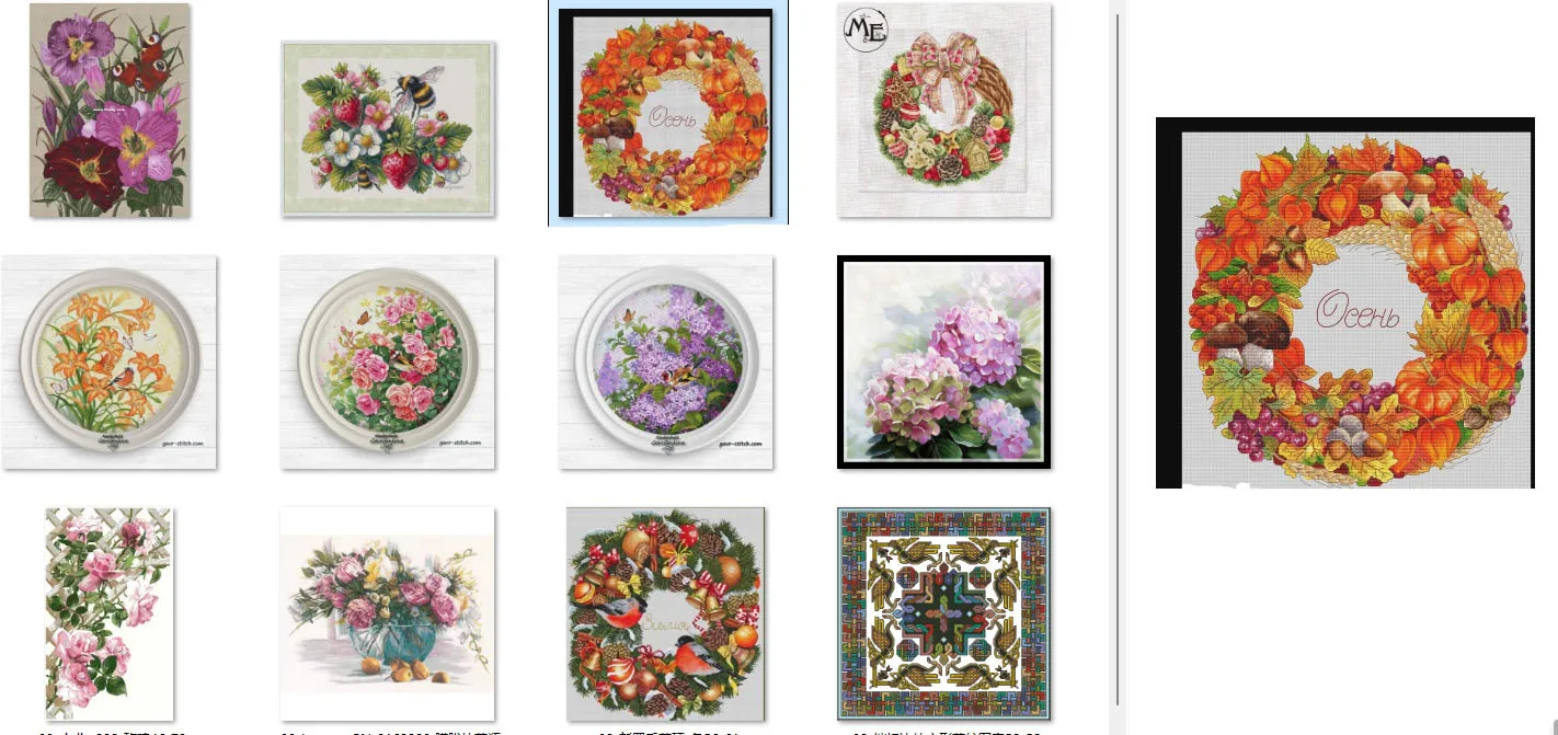 

High Quality 14CT cross stitch kit embroidery cross stitch -Autumn Wreath 48-50 Cross Stitch Set Cross Stitch kit