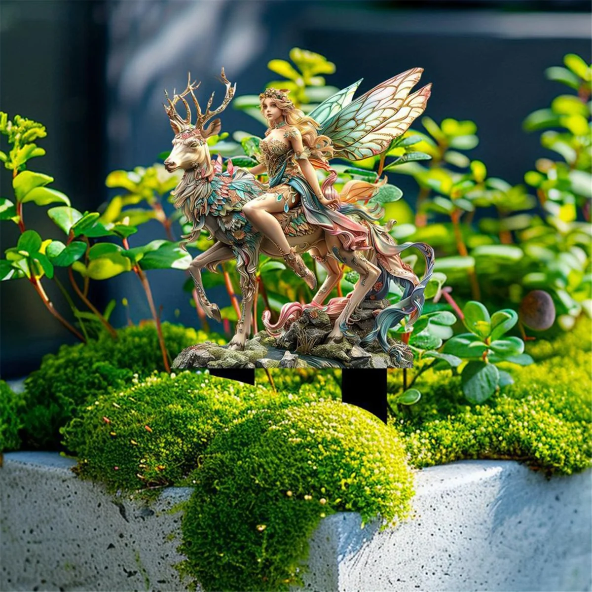 A71P Foreste e cervi magici Carta da giardino Carta da terra in acrilico per cortile Decorazione di piante in vaso Abbellimento di scene