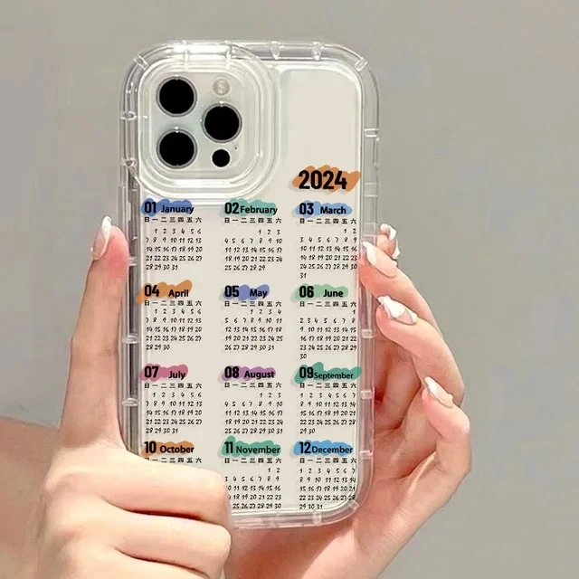 2024 Kalender Soft Phone Fall für iPhone 14 Pro Max 13 15 11 12 Mini-Abdeckung für iPhone XS Max XR