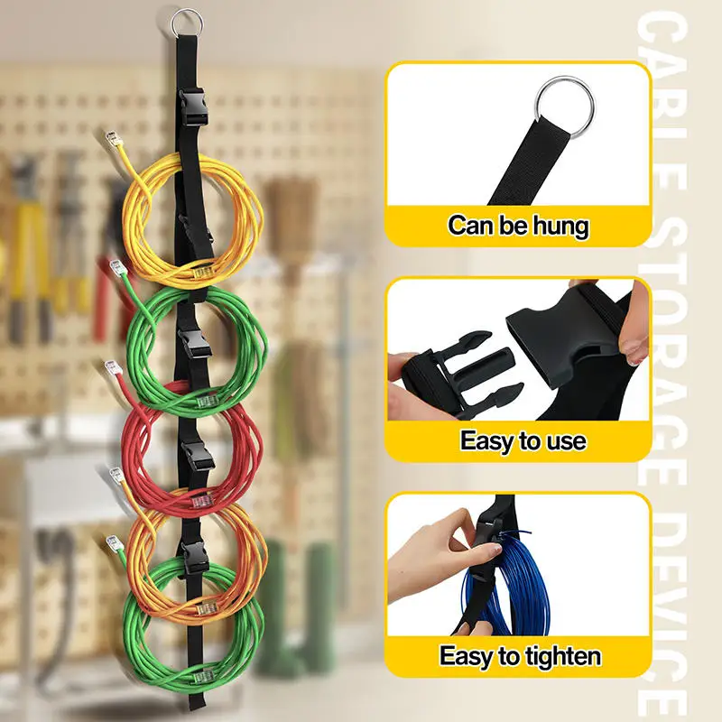 Storage Strap With Extension Cord Adjustable Heavy-duty With Multifunctional Buckle Strap Cable And Wire Storage Strap