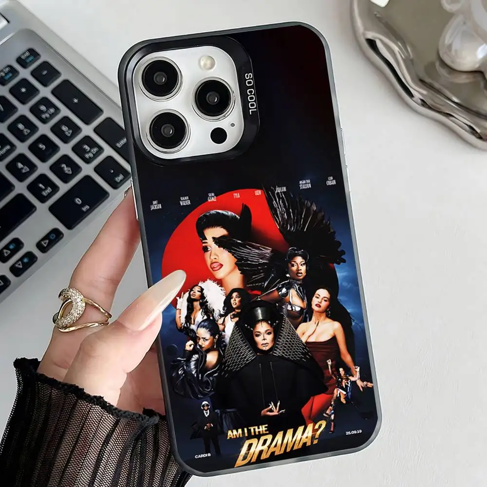 حافظة هاتف C-Cardi B Am I The D-Drama لهاتف iPhone 17,16,15,14,13,12,11,Pro,Max,Plus,E,Air,Mini Black Tpu #2