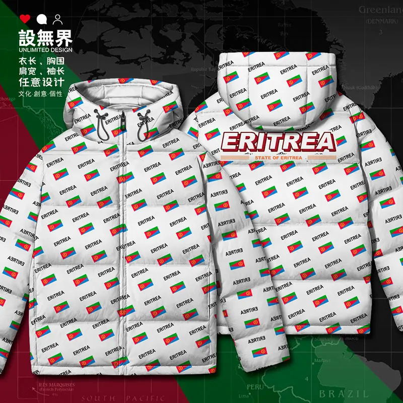 

Eritrea Eritrean ERI ER country flag White duck down Jackets mens Hooded Warm Design men's clothing Thick new Winter down coat