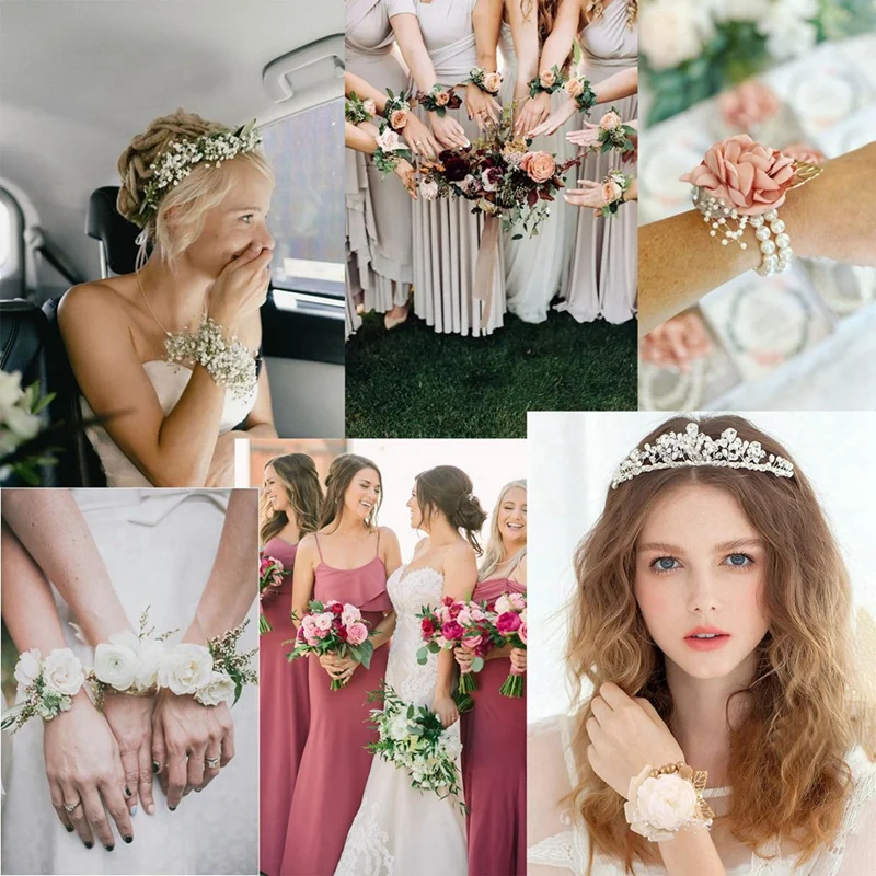 Corsage Armband Band 8 Stück Handgelenk Corsage Armbänder, elastische Armbänder für Hochzeits feier Abschluss ball DIY Handgelenk Corsage