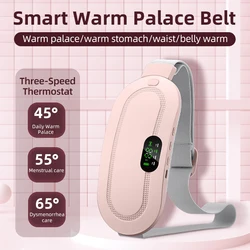 Electric Period Cramp Massager Vibrating Heating Belt for Menstrual Colic Relief Pain Waist Stomach Abdominal Warm Palace Belt