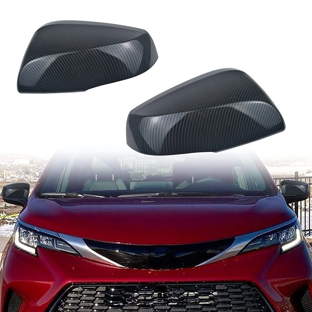 

For Toyota Sienna 2021 2022 Car ABS Carbon Fiber Side Rearview Mirror Cover Trim Sticker for Rav4 2019+ Accessories