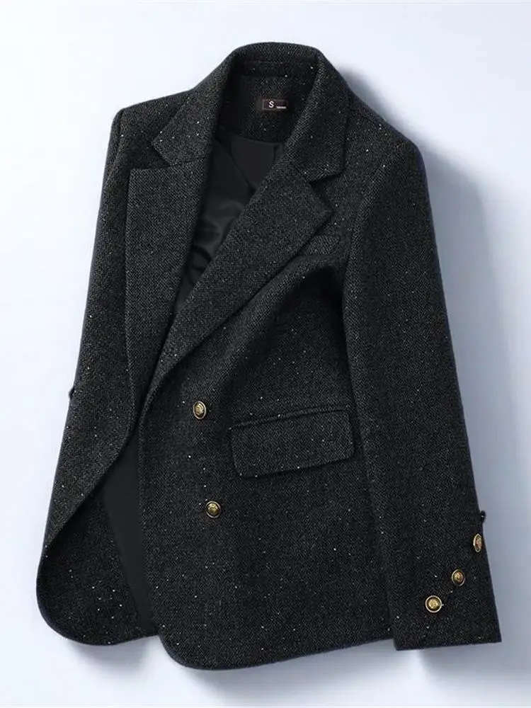 

Bla Slim Fit Double Breasted Casual Faionable Small Suit Cleanfit Sle Long Sve Women's Busin Wear Spring Autumn