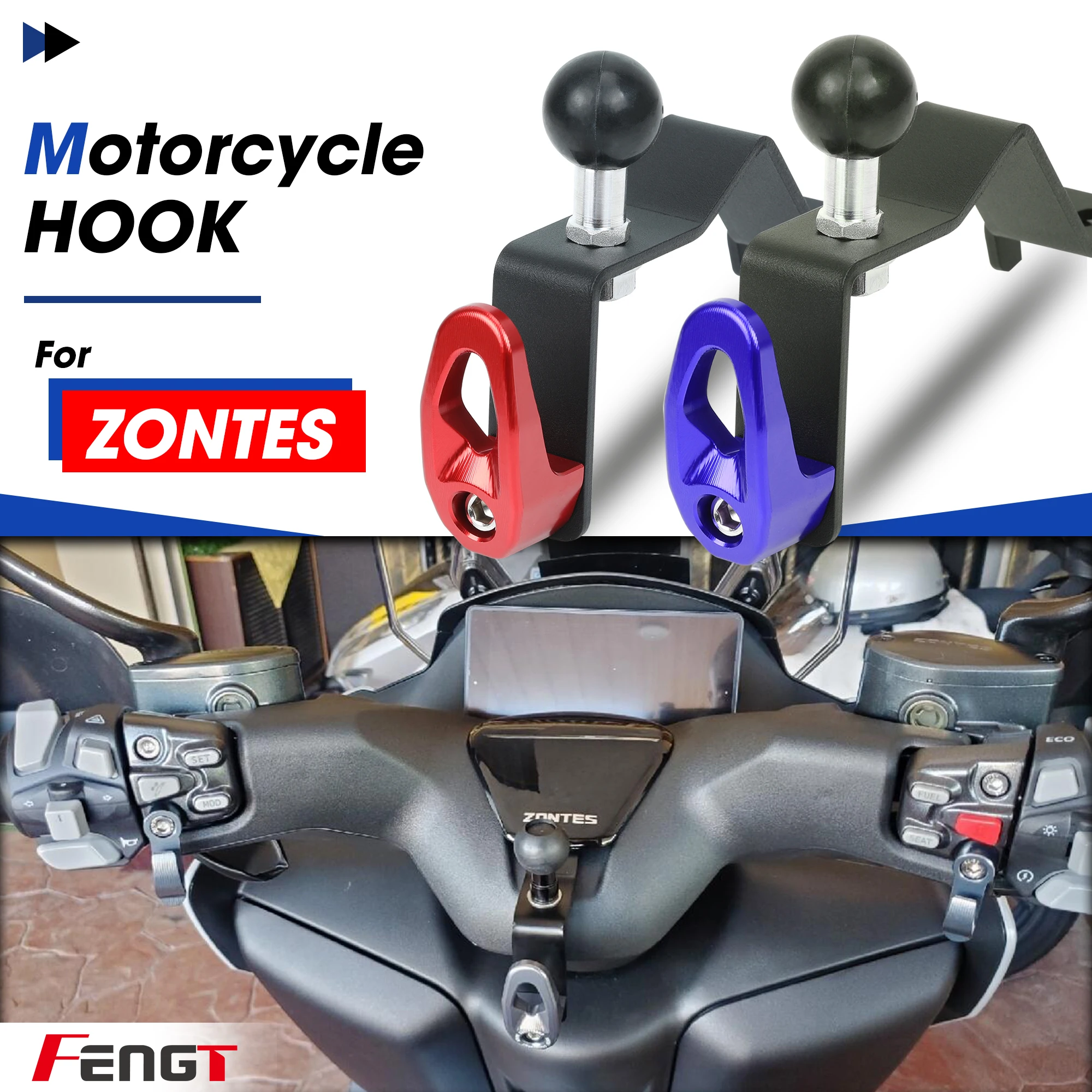 For ZONTES ZT150D 150M 310M 350D 350M Motorcycle Luggage Hook CNC Helmet Hook Scooter Luggage Bag Hanger Phone Holder