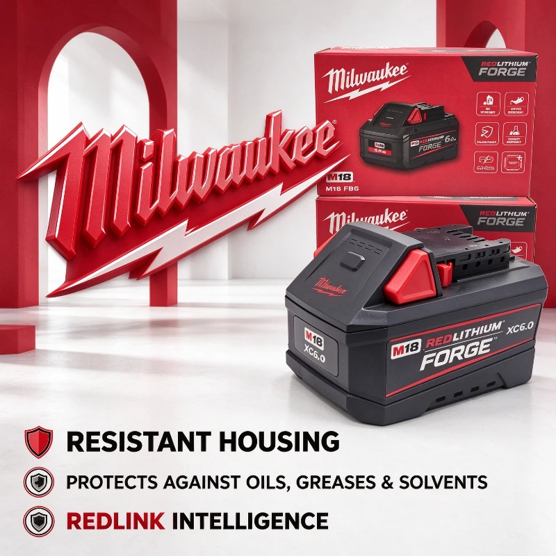 Original Milwaukee M18 6Ah FORGE Battery 48-11-1861 Fits 18V Electric Drill/Saw Power Tools Rechargeable Lithium Battery,6000mAh