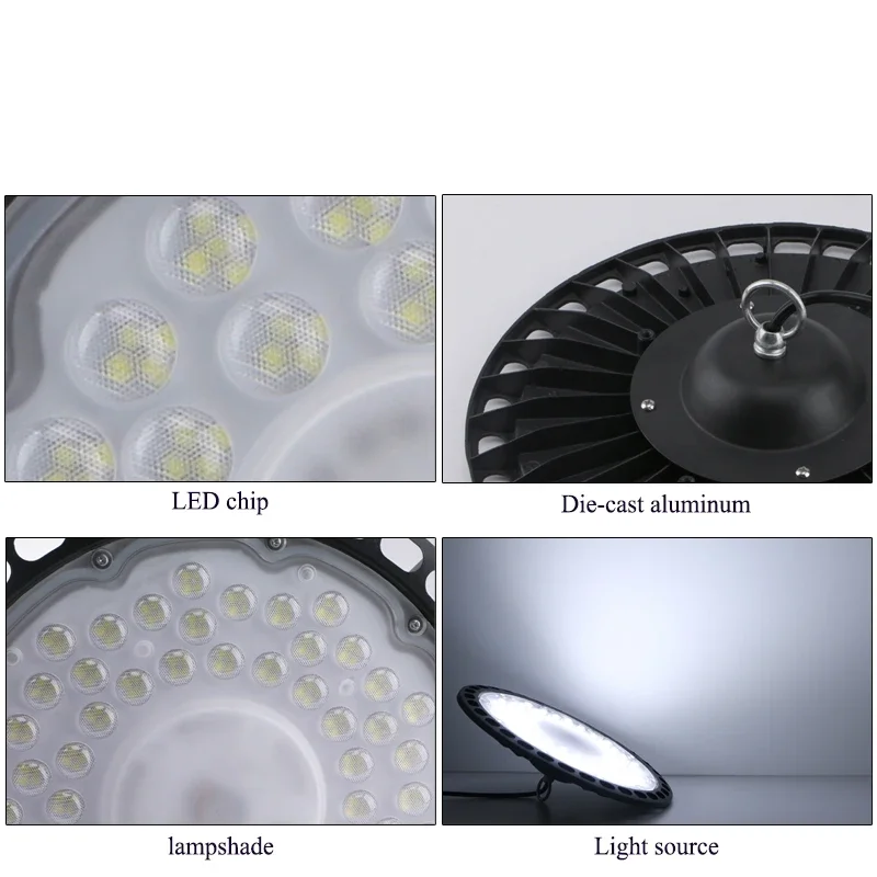 200W High Bay Light UFO 10000LM 13000LM 220V 16000LM IP65 Waterproof Warehouse Garage Light Super Bright Commercial Lighting