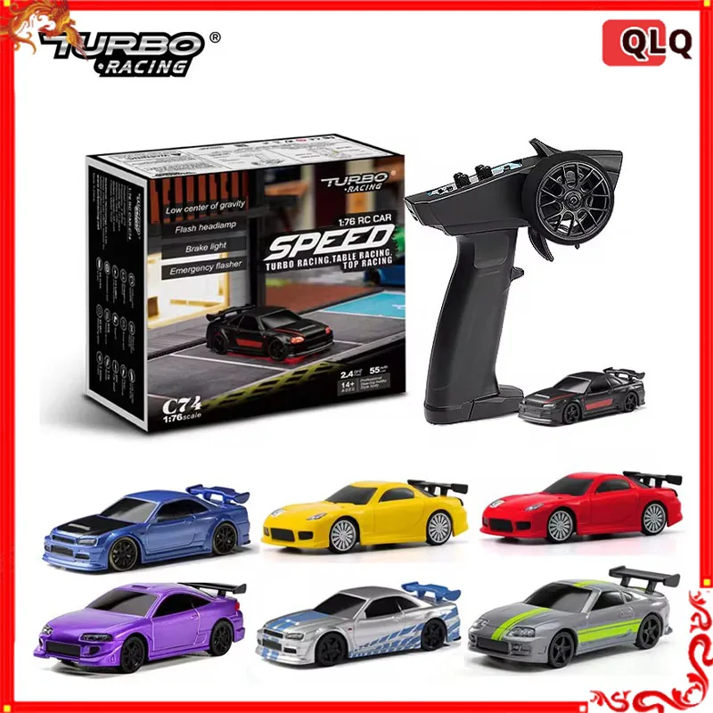 Turbo Racing 1:76 C64 C73 C72 C74 Drift RC Car With Gyro Radio Full Proportional Remote Control Toys RTR Kit For Kids and Adults