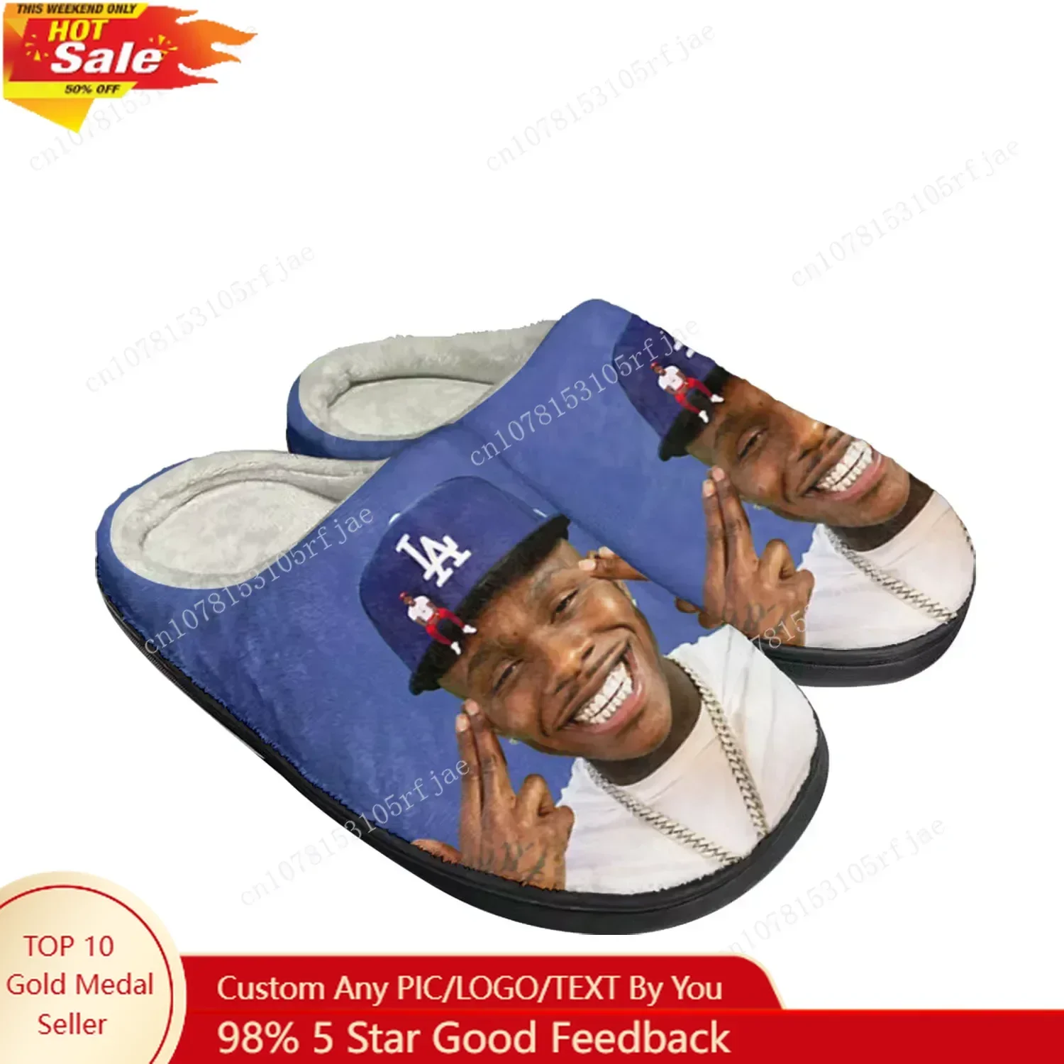 DaBaby Rapper Music Pop Blue Home Cotton Custom Slippers Mens Womens Sandals Plush Bedroom Casual Keep Warm Shoe Thermal Slipper