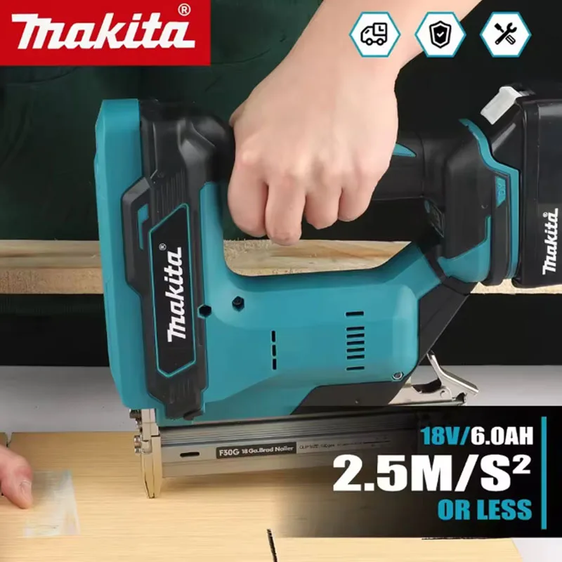 

Makita 18V Cordless Lithium-Ion Nail Gun 6.0Ah Battery 100-Nail Capacity for DIY Woodworking Flooring Shelving Projects