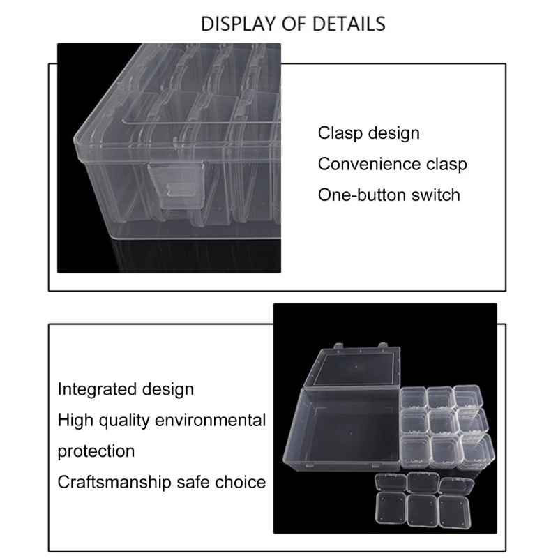 Craft Supply Storage Case Transparent Clear Plastic Mini Boxes with Secure Lids