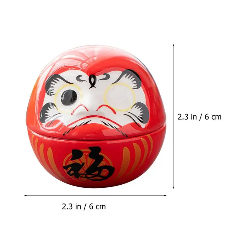 2pcs Ceramic Daruma Daruma Statue Desktop Ornaments Holiday Home Decor Egg Tumbler, Fortune Cat, Japanese Decor