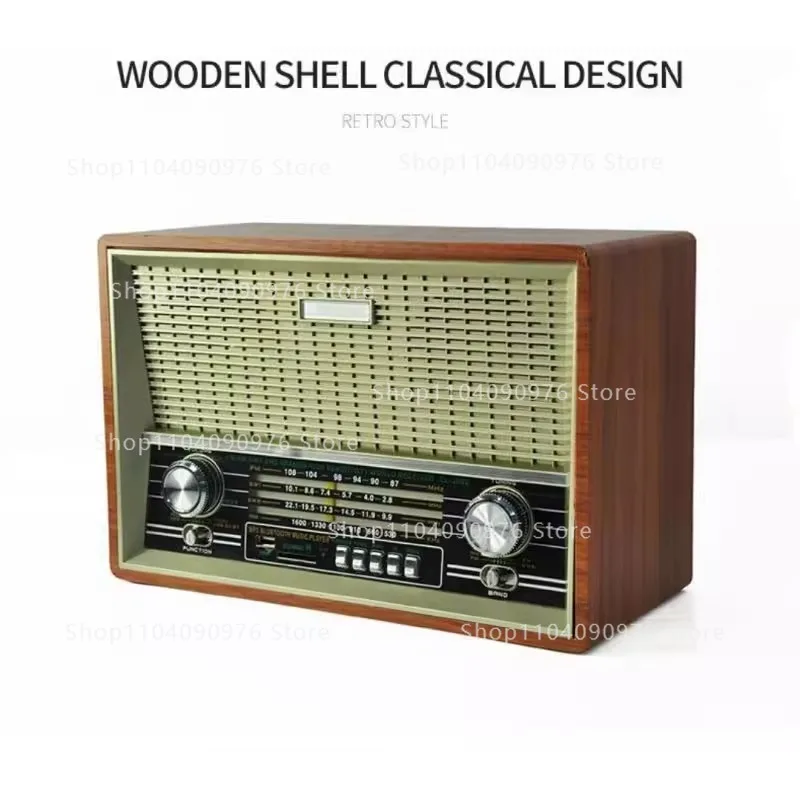 

Vintage Retro Bluetooth Radio with AM/FM/SW, Remote Control, Memory Card, AUX - Classic Desktop Speaker for Elderly