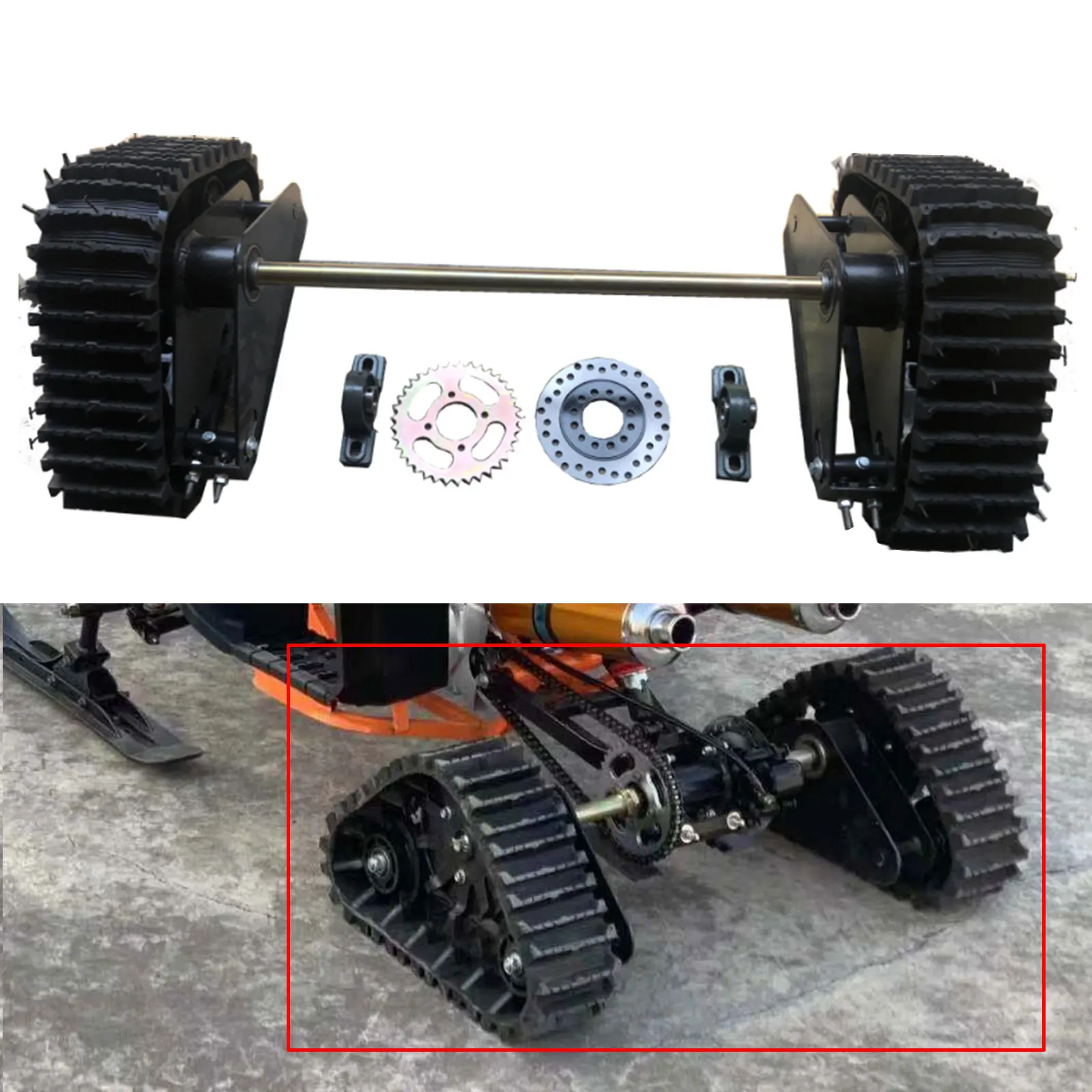 

Go Kart 60CM Rear Axle Track Assemly For ATV Beach Mountain Motorcycle Snowmobile Buggy Gasoline Motor