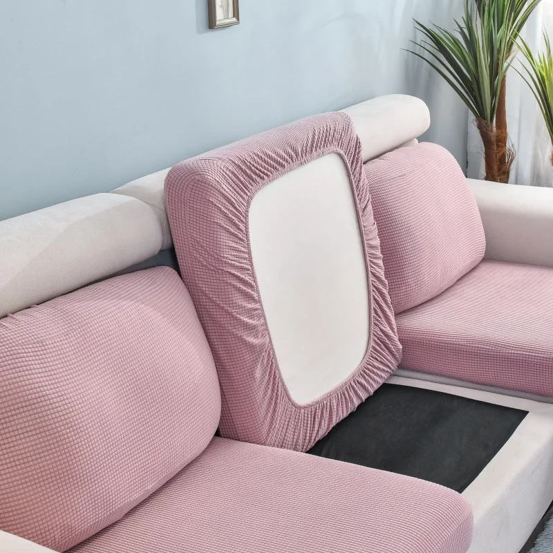 Velvet Plush L Shaped Sofa Cushion Cover for Living Room Elastic Furniture Couch Slipcover Chaise Longue Sofa Seat Cover Stretch