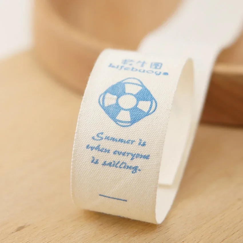 A set of 7-figure pure cotton labels hand-sewn DIY decoration with plain accessories sky blue ocean wind labels.