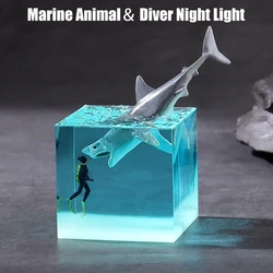 Marine Animal Shark Dolphin Whale ＆ Diver Night Light For Bedroom Home Office Desk Decoration Accessories Birthday Holiday Gifts