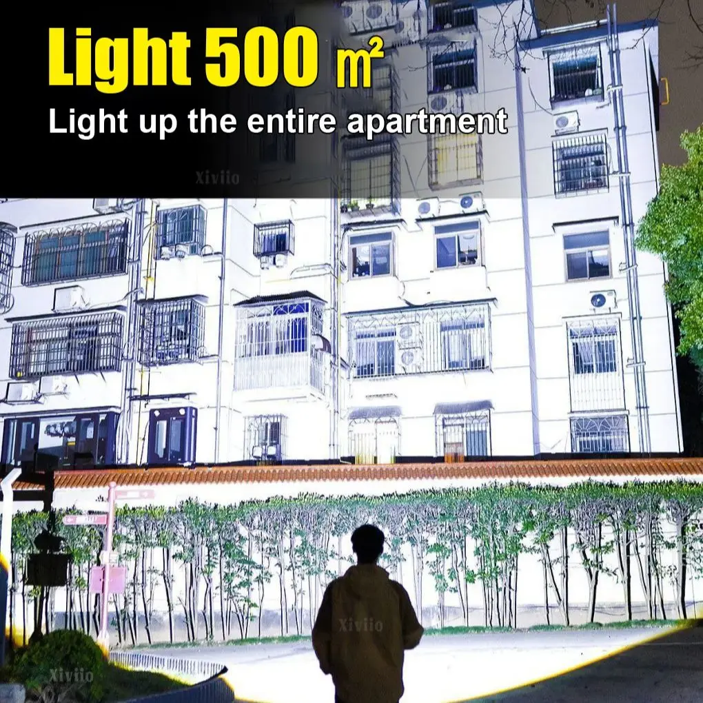 7200mAh Use 36h Ultra Powerful Flashlight Rechargeable Torch with COB Side Lights  Lighting 6000M Most Powerful LED Flashlight