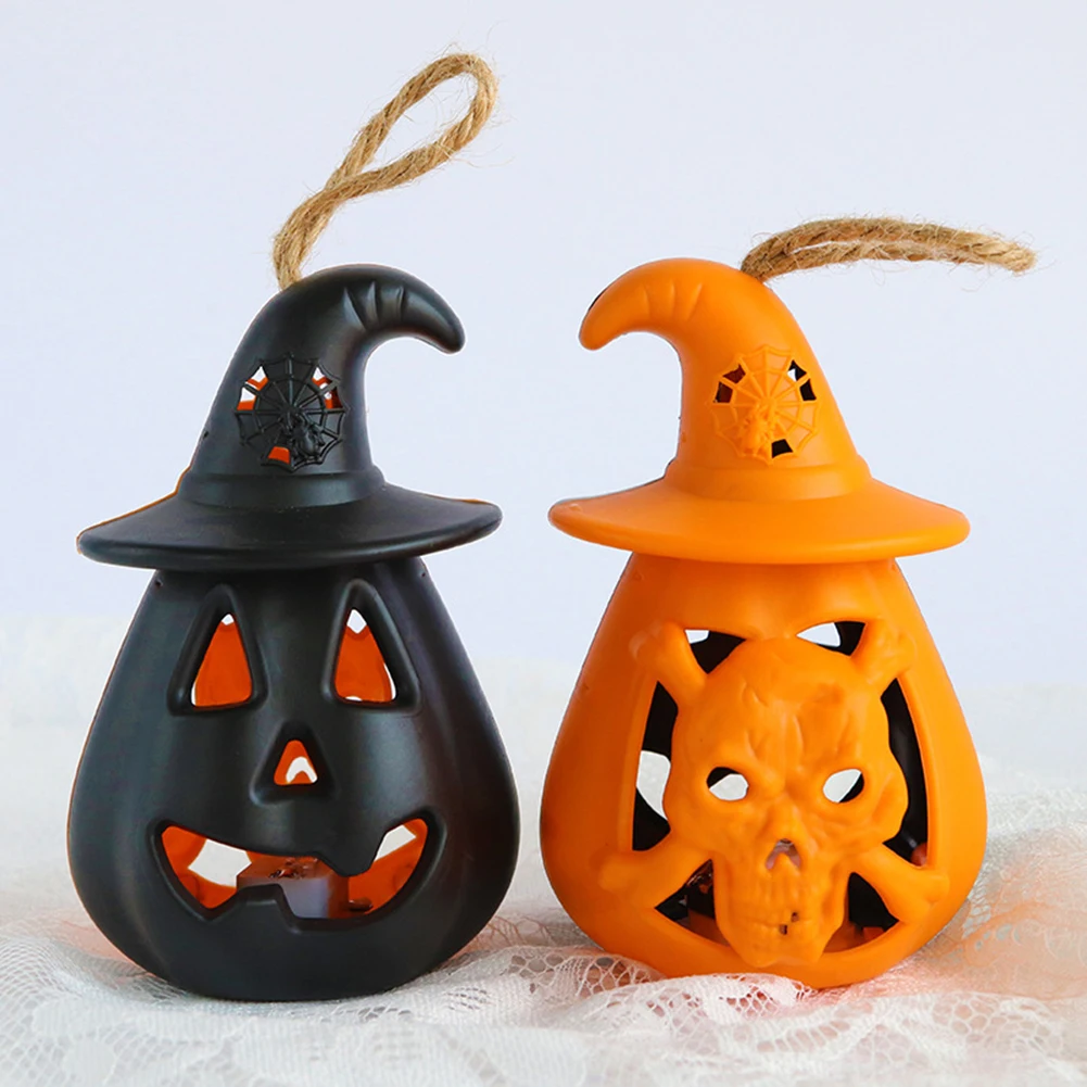 12 pçs resina halloween abóbora e crânio 2in1 mini lanterna pendurada decoração de terror crânio vela lâmpada sala estar festival decoração