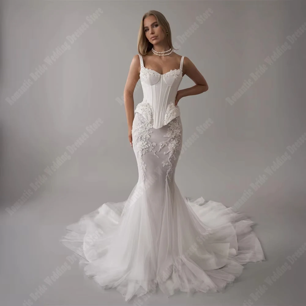 

Sweetheart Collar Women Wedding Dresses Elegant Mermaid Bride Gowns Mopping Length Princess Banquet Vestidos De Novia Customized