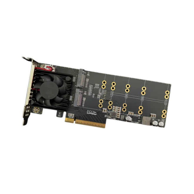 2025 بطاقة صفيف محول NVMe جديدة خالية من الانقسام وخالية من السائق بطاقة توسيع كاملة عالية نصف عالية Plx8747 64GT/S