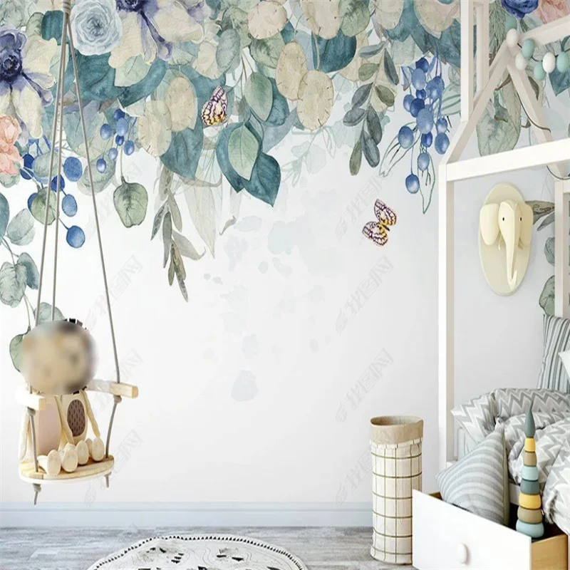 Small Fresh Leaves Wall Paper Pastoral Wind Grape 3d Self Adhesive Mural Nordic Floral Wallpapers for Living Room