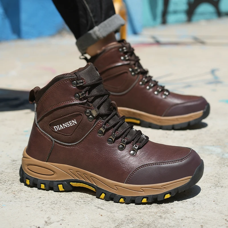 Waterproof Leather Indestructible Men Work Safety Boots Outdoor Military Boots Anti-smash Anti-puncture Industrial Shoes Male