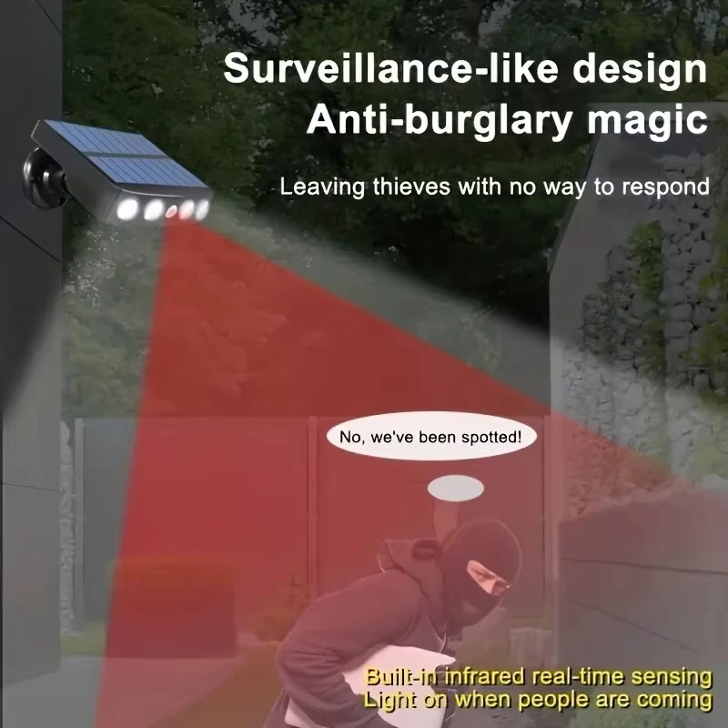 Powerful 4 LED Solar Security Lights Outdoor Decor Sensor Motion 3 Modes Street Waterproof Lamp Wall Night Work Light for Garden