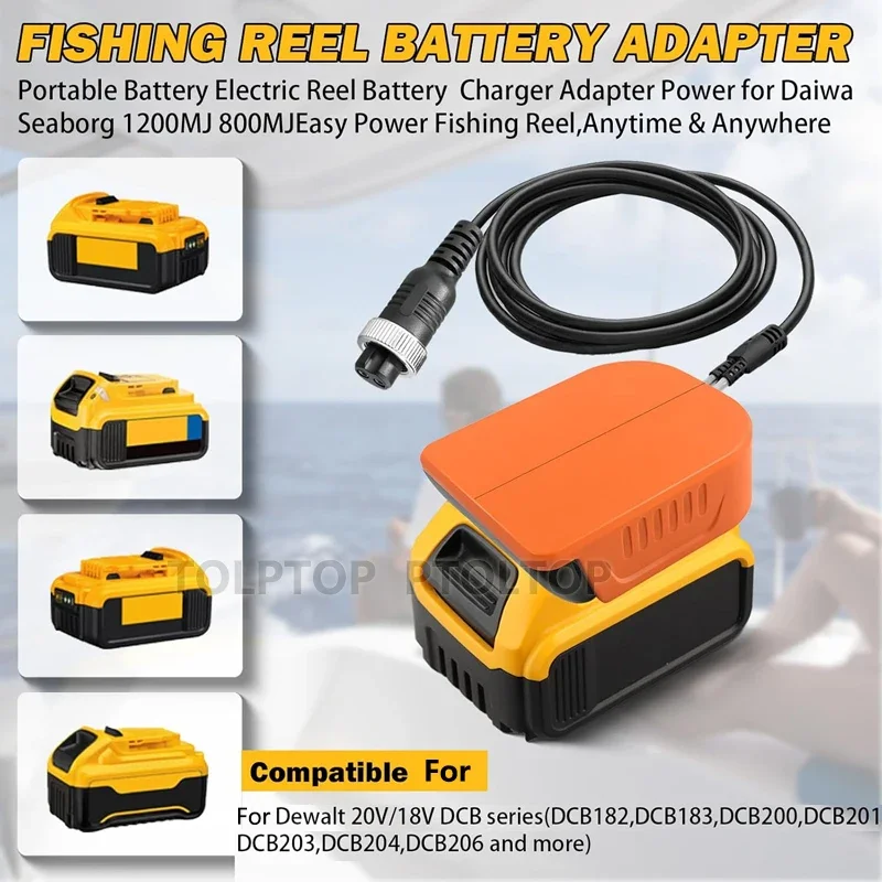 750/800MJUnder Fishing Batterty Adapter For Makita/Dewalt/Milwaukee18/20V Battery Work for Daiwa/Shimano14.4V Power Assist Reels