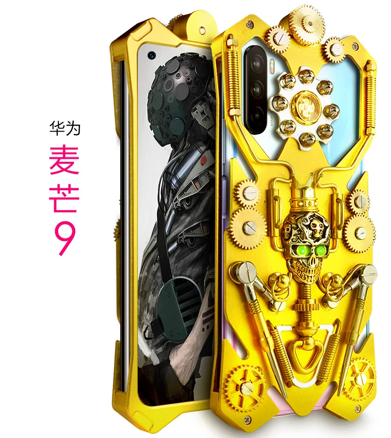 

New Metal Steel Machinery Armor Aluminum For Huawei Maimang 9 Mechanical Purely Handmade Skull ShellCASE