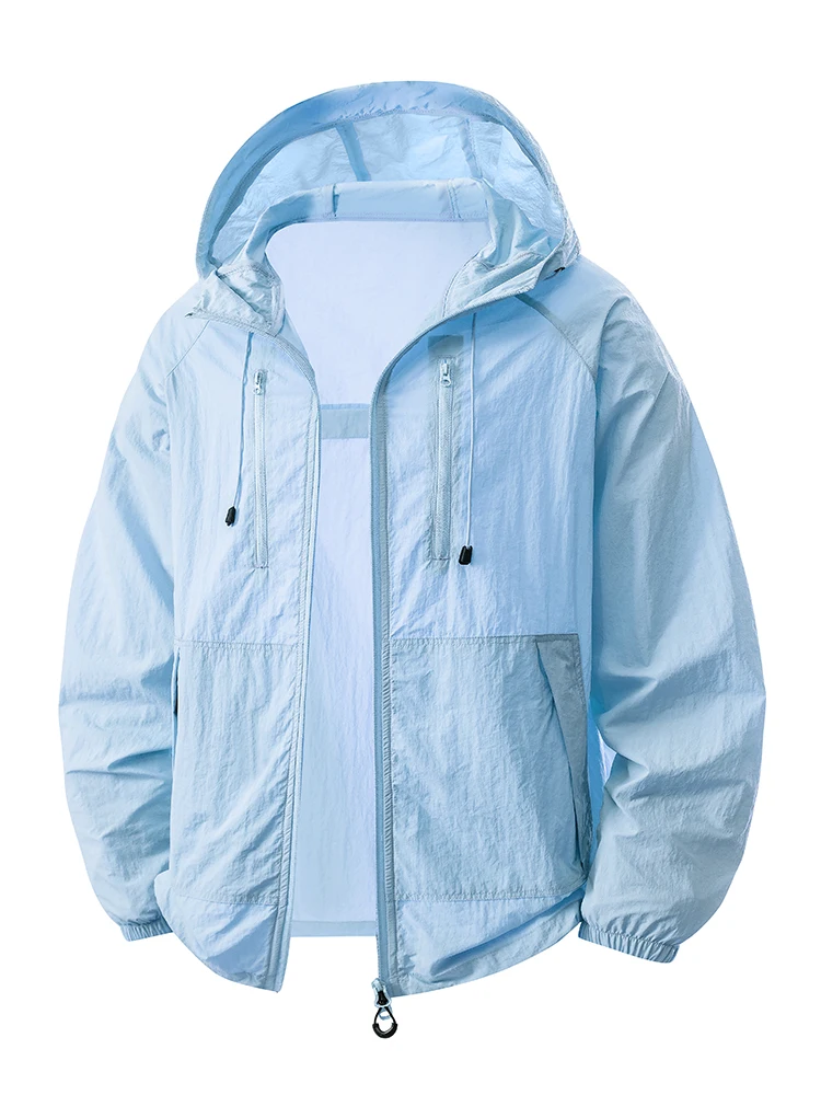 

UPF50+ Sun Protection Windbreaker Adjustable Drawstring Women's Summer Lightweight Hooded Thin Jacket for Outdoor Biking Casual