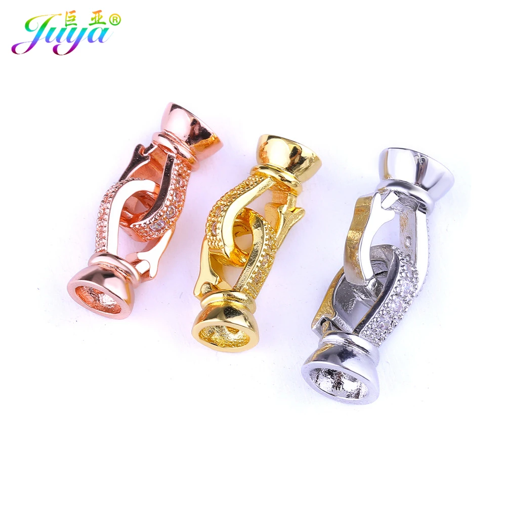 Juya gioielli fatti a mano in stile barocco materiale Color argento chiusura a gancio accessori per fermaglio per donna perline perline creazione di