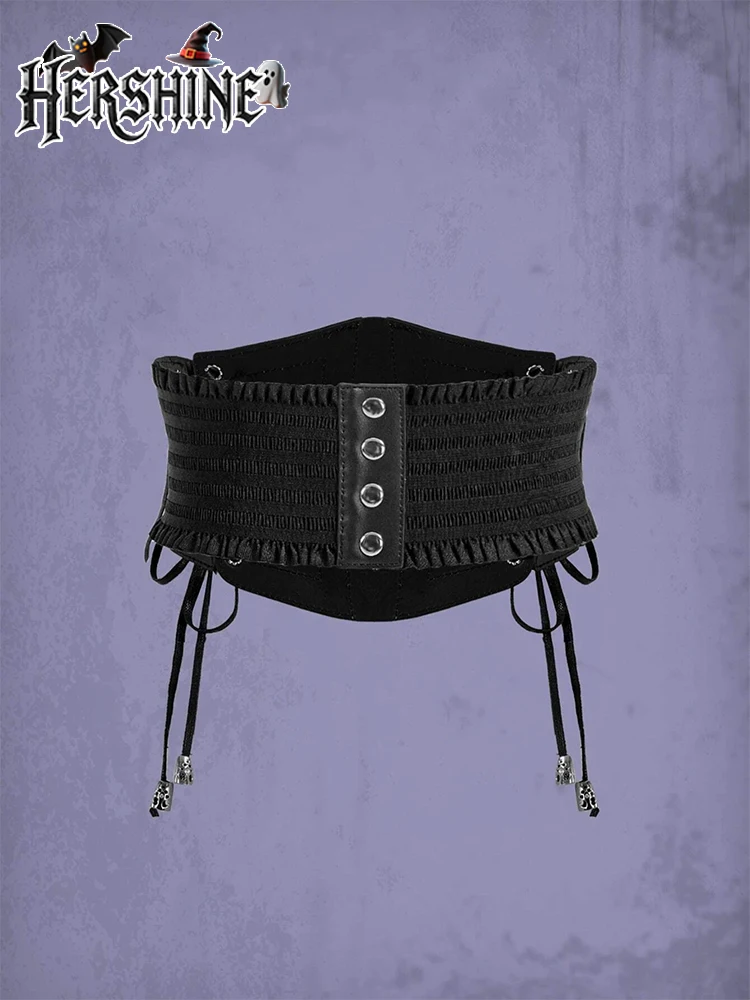 غطاء خصر مزخرف بحزام شبكي أسود للنساء من HERSHINE Y2K قوطي، داكن، هدية إكسسوارات عصرية للهالوين