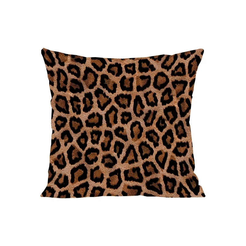 

Чехол для декоративной подушки с леопардовым принтом и коротким плюшем для украшения гостиной