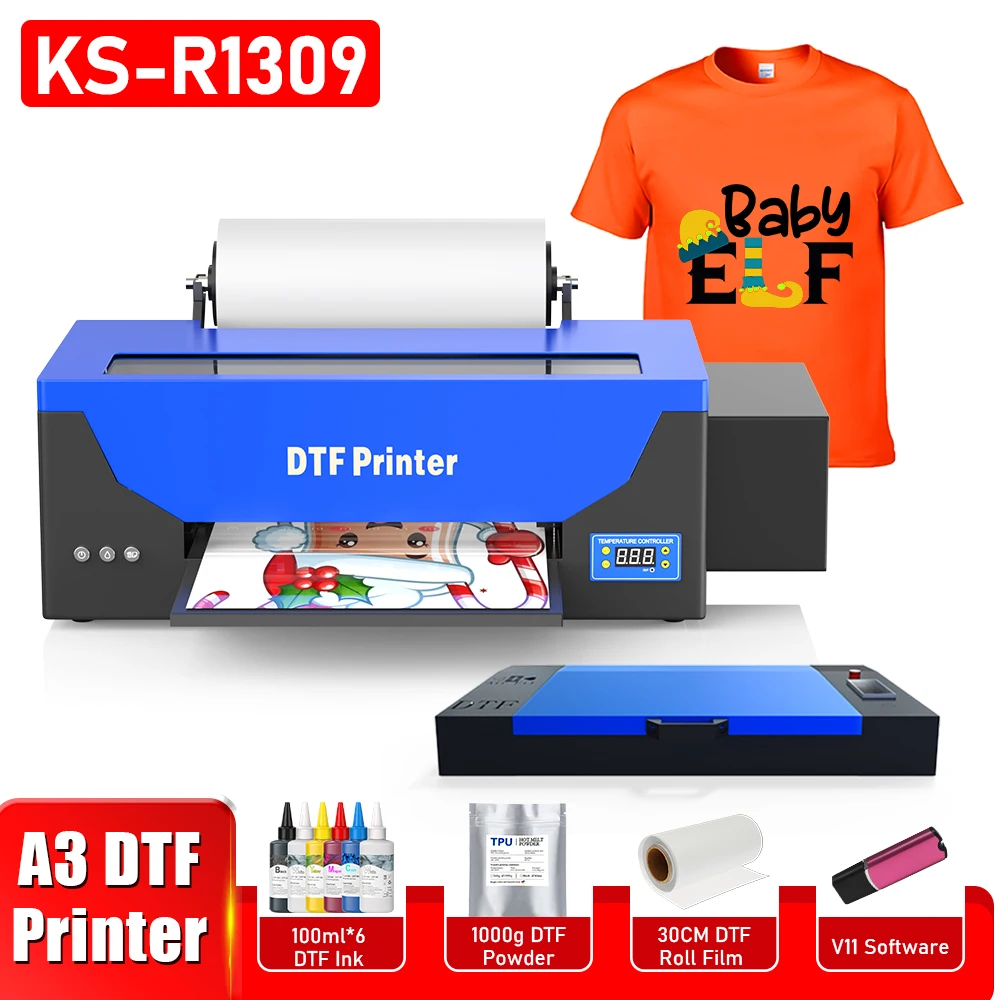 A3+ R1390 DTF Printer A3 impresora dtf Bundle for hoodies fabric clothes r1390 t shirt printing machine a3 with dtf oven kits