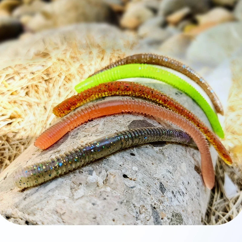 DUODUOYU 10PCS Sinking Noodle Worm Soft Fishing Lures 3.9g/120mm Thread Earthworm Soft Worm Bionic Soft Bait Fishing  Tackle