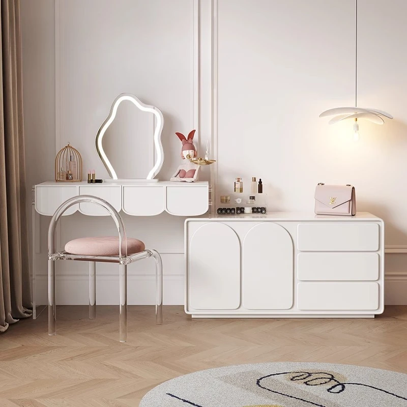 All solid wood bedroom dresser storage cabinet Nordic modern piano paint acrylic dressing table integrated chest cabinet