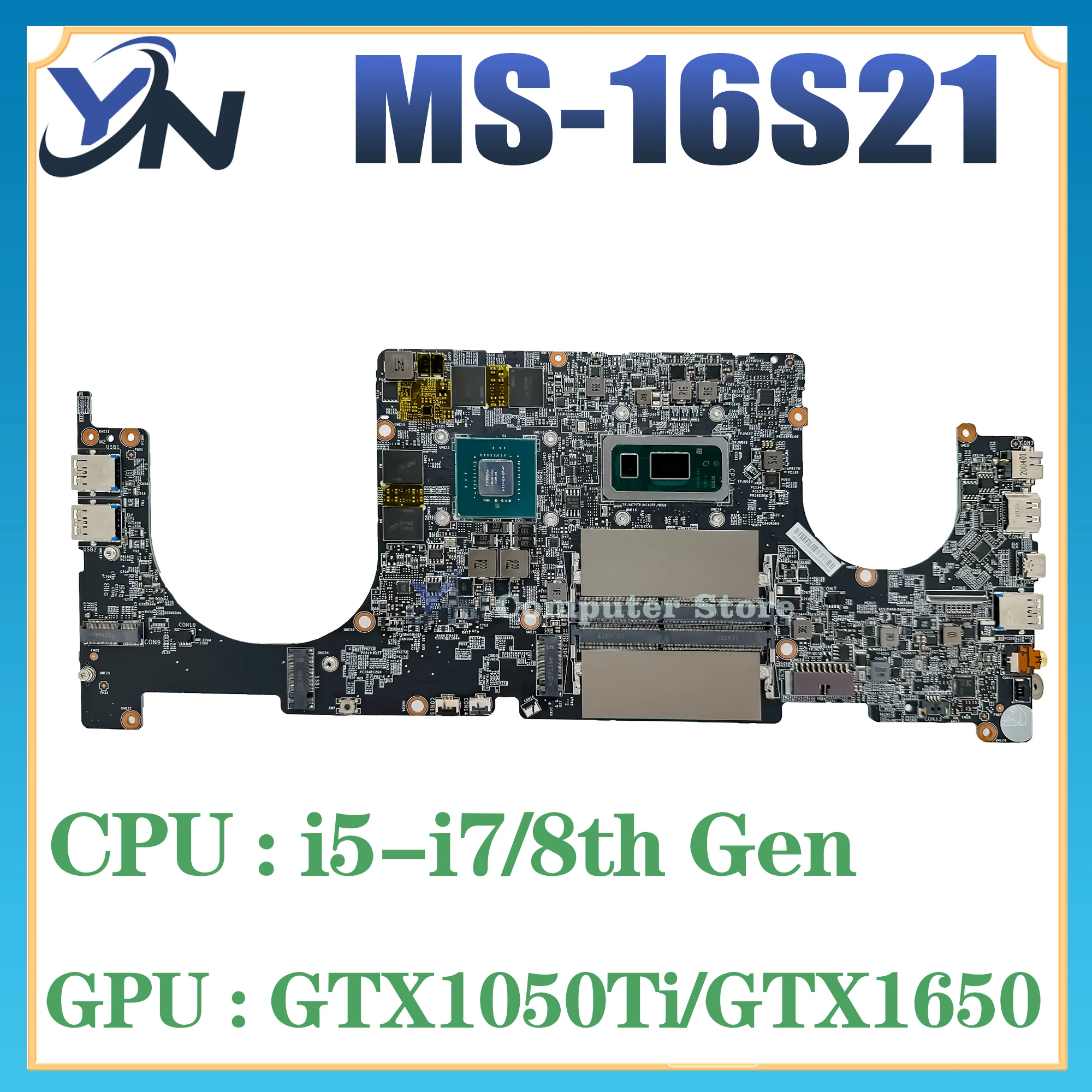 

MS-16S21 Mainboard For MSI PS63 Modern MS-16S2 VER1.0 Laptop Motherboard With i5-8265U i7-8565U CPU GTX1650 GTX1050Ti UMA