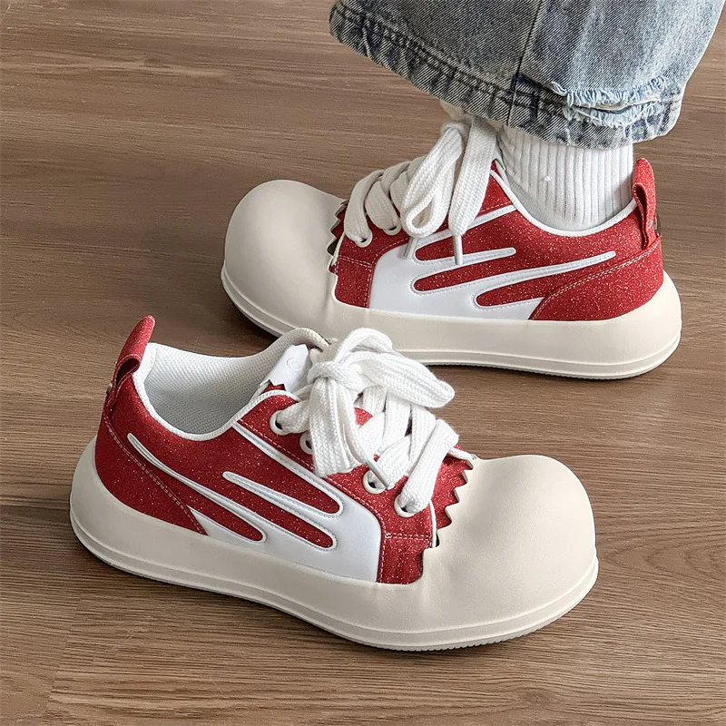 

2025 Open Smile Eggshell Niche Couple Big Head Thick Sole Heightening Men's American Retro Board Casual Shoes
