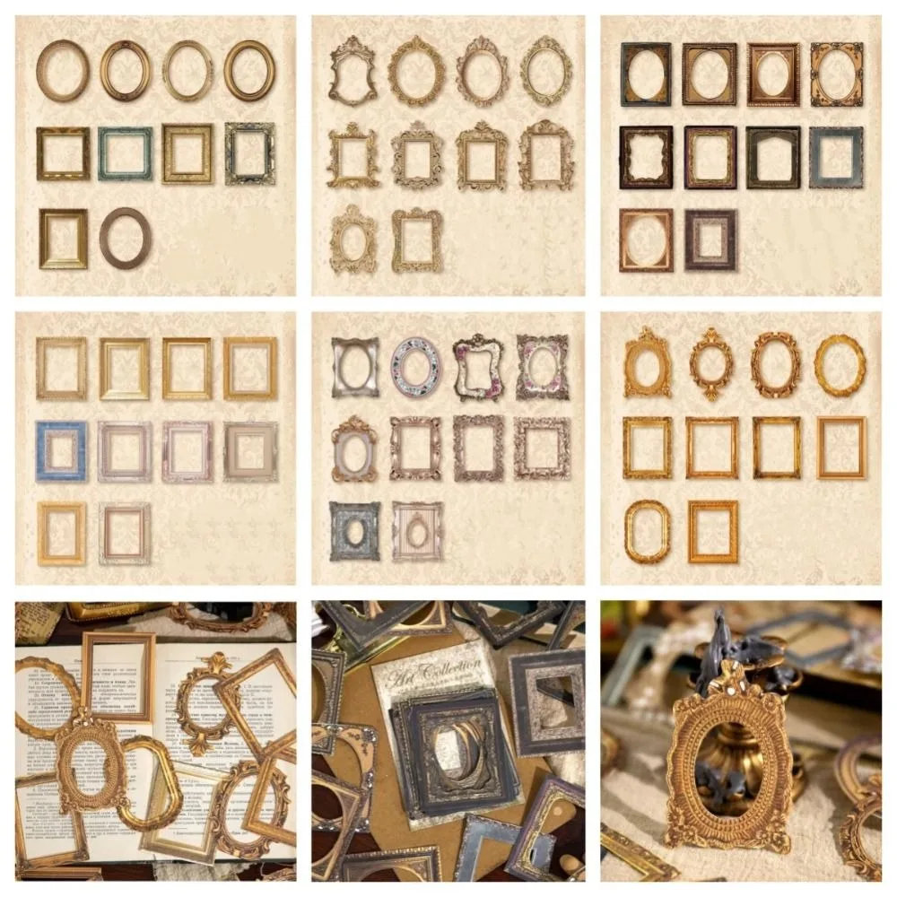 

Flower Decorative Cards Geometric Retro Cutout Frame Decor Handcrafts DIY Tools Scrapbooking Collage Materials DIY Photo Book