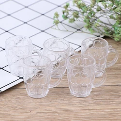 5Pcs 1:12 Dollhouse Miniature Accessories Plastic Transparent Wine Beer Cups
