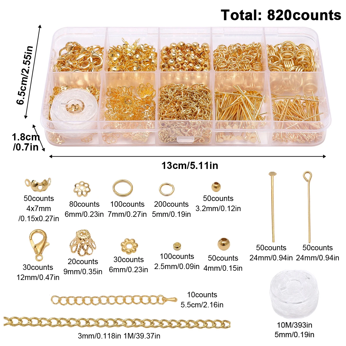 1Set/Bag Jewelry Making Starter Kit Earrings Necklace Findings DIY Beads Jewelry AccessoriesSuitable For Adults And Beginners (G