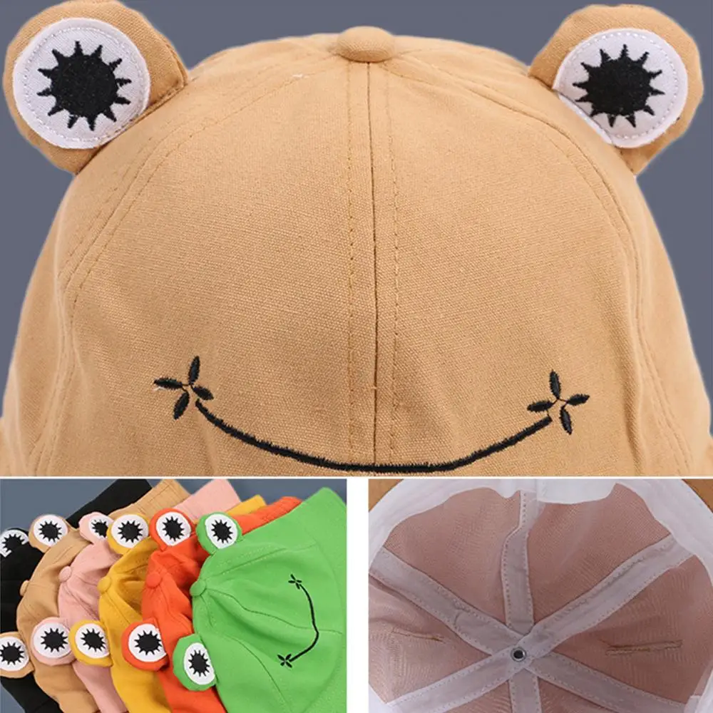 Women Fisherman Hat Cute Frog Design Sun Outdoor Cap Children Adults Bucket Hat Apparel Accessories