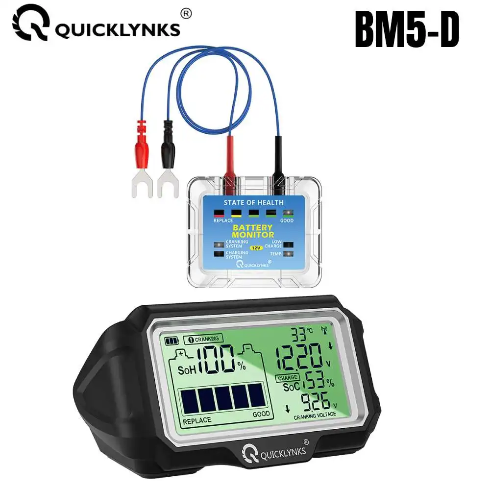 QUICKLYNKS BM5-D 12V LED Battery Tester Monitor Head Up Display Professional Battery Health Tester Analyzer Car Diagnostic Tools