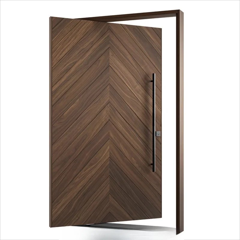 New Pretty Home Exterior Front Main Entrance Entry Solid Design Modern Double Swing Wooden Pivot Door For Houses
