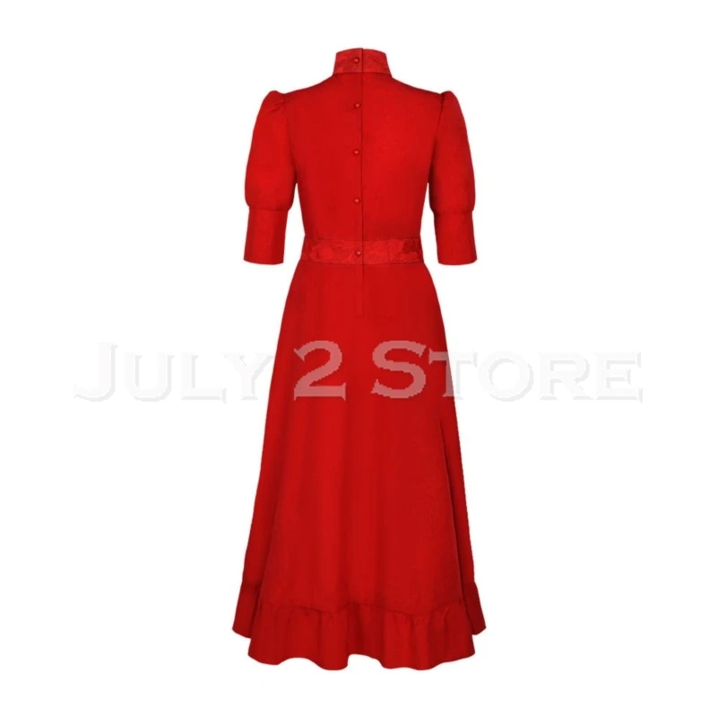 Mia Pearl Cosplay Costume pour femmes, robe rouge, film effrayant, tenue d'horreur, uniforme d'Halloween, ensemble de fête pour filles, vêtements de jeu en plis