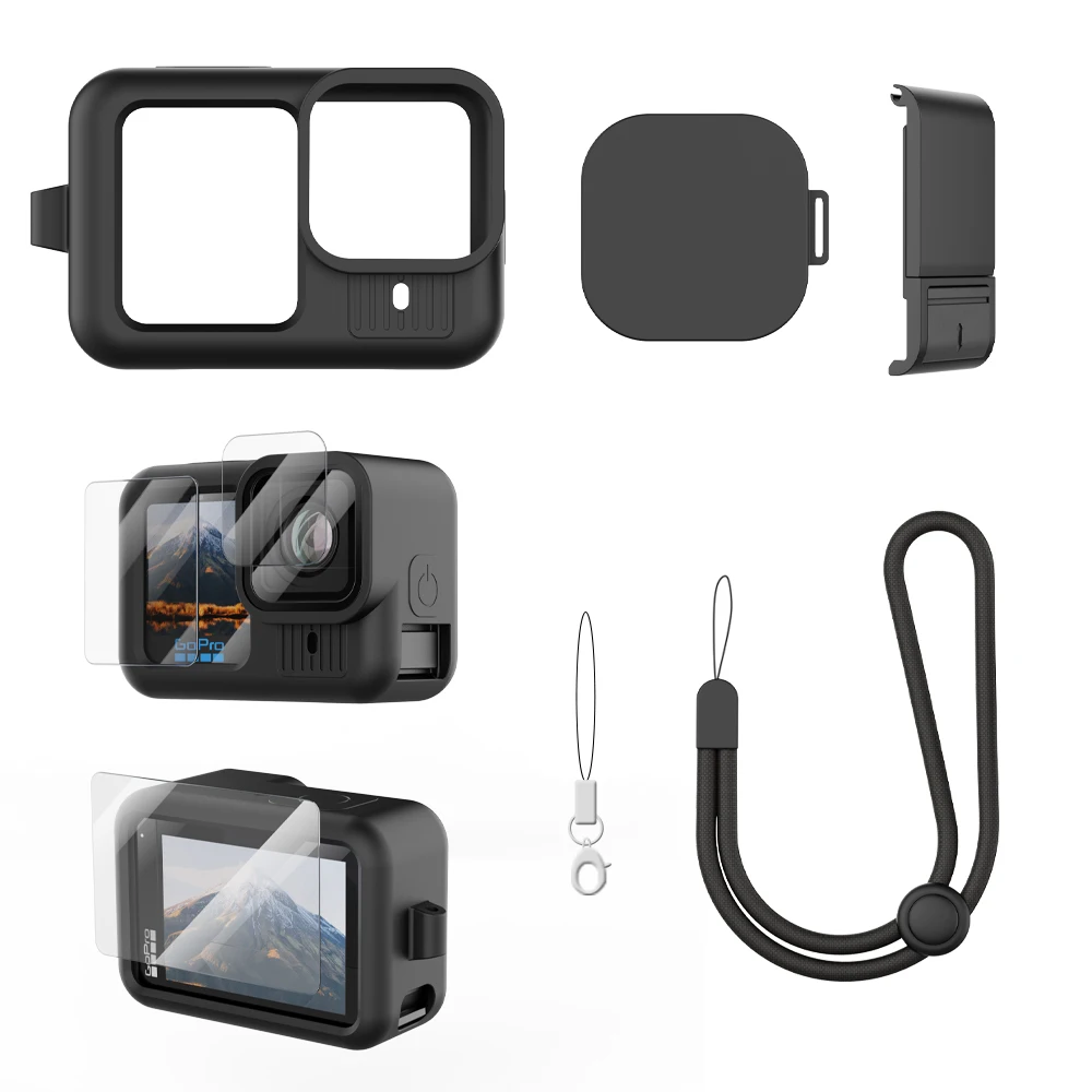

Protective Silicone Sleeve Case for Go Pro Hero 13 Action Camera, Accessories Kit Bundle of Battery Side Cover&Lens Guard Cap&a
