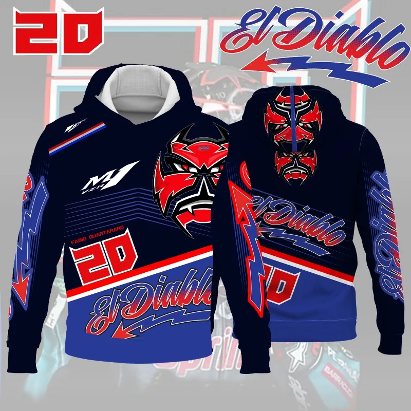 أحدث سباق الدراجات النارية رقم. 20 Driver Fabio Quartararo هوديي إبداعي لعشاق المسار الرياضي المتطرفين، هوديي أنيق